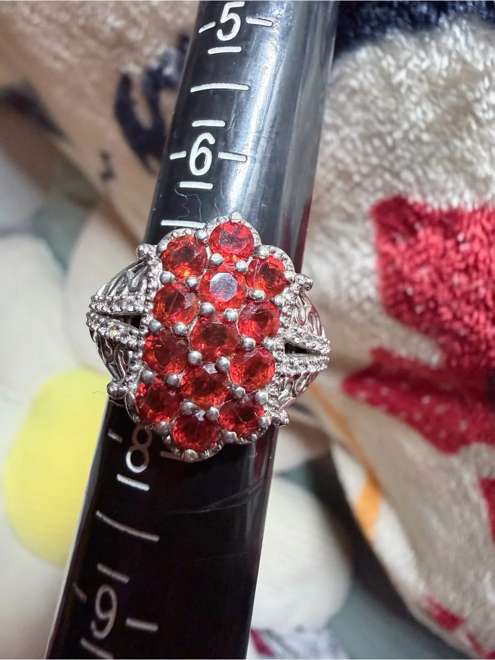 Intricate Fire opal Crystal Cluster Ring in Silver - Women Jewelry
